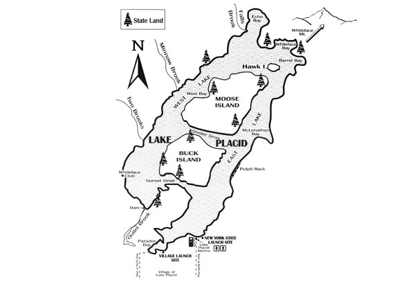 Map of Lake Placid Lake
